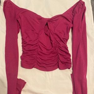 NEW Urban Outfitters XS Magenta Long Sleeve w Cut out Never Worn